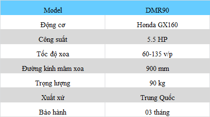 Thông Số Kỹ Thuật Máy Xoa Bê Tông DMR 90cm